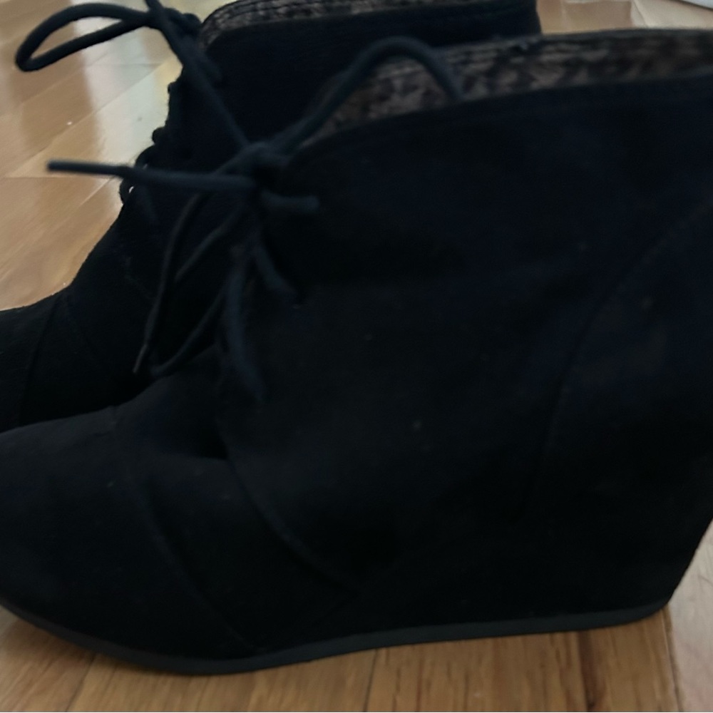 Black lace up wedges
